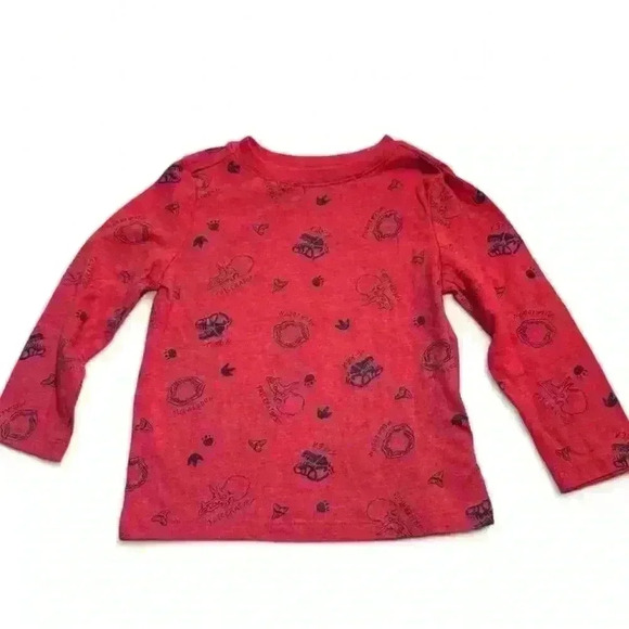 Old Navy Boys Long Sleeve Red Dinosaur Print Tee Size 2T - Picture 1 of 4